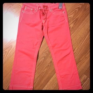 Miss Me Cropped Capri Pants Coral 29